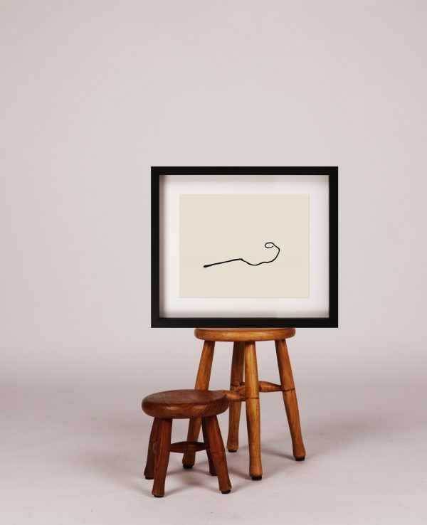 Pintura Original Forca, feita com tinta da China sobre papel, parte 2, destacando formas angulares e intensas que sugerem a ideia de uma forca, com contrastes entre áreas de tinta densa e espaços mais suaves.